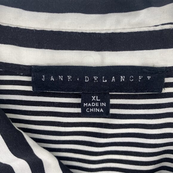 Jane Delancey Women’s XL Striped 100% Rayon Long Sleeve Button Up Shirt RELAXED - Picture 3 of 9